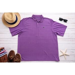 Vineyard Vines  Men's Polo‎ striped blue pink XL performance golf dadcore